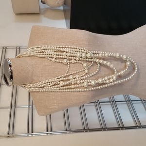 Multi strand pearl necklace